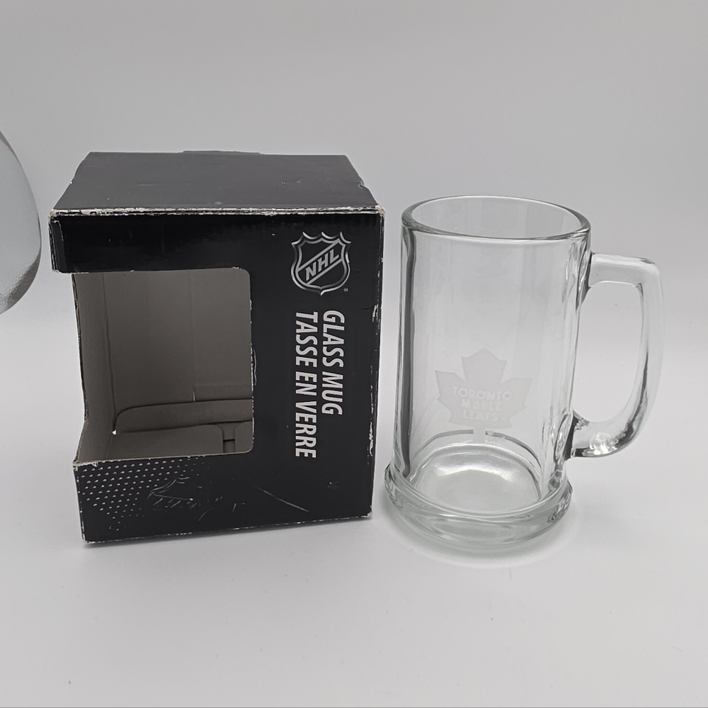 NHL Clear Glass Beer Mug with Etched Toronto Maples Logo